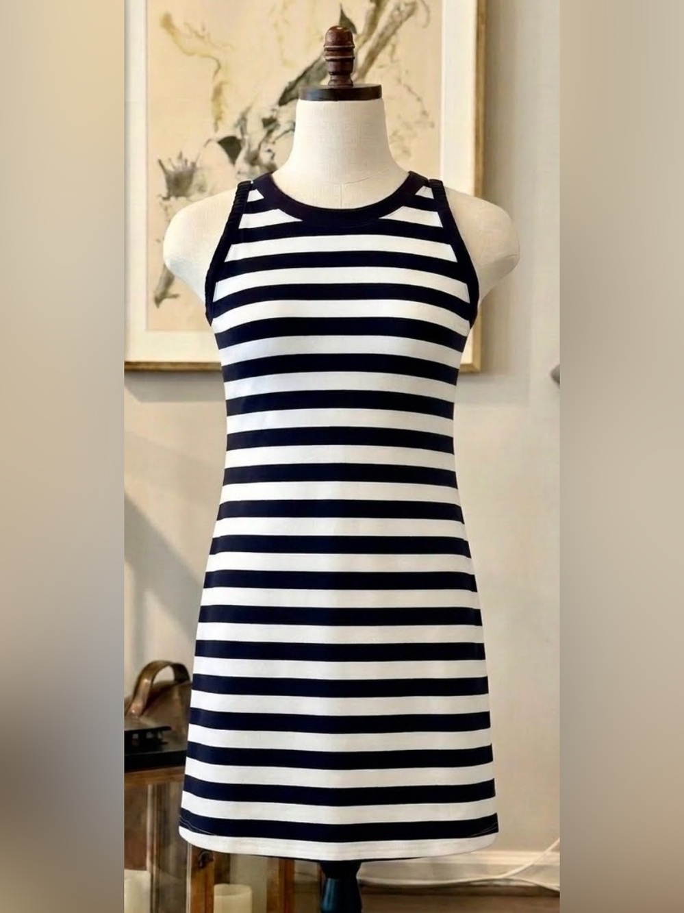Duffield Lane Navy & White Striped A-Line Dress - Signature Stretch Cotton